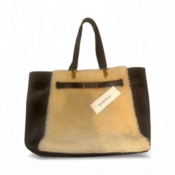 Christian Louboutin Brown and Cream Shearling Shoulder Bag - Picture 15 of 15